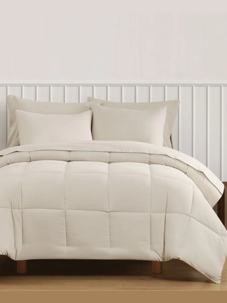 Зеленый однотонный комплект постельного белья из 2 предметов, размер twin/twin xl Truly Soft — изображение 2 из 4, бежевый