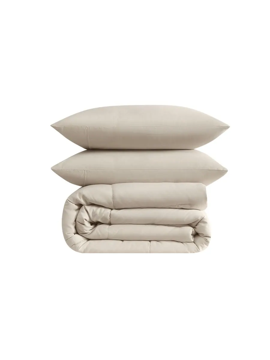 Зеленый однотонный комплект постельного белья из 2 предметов, размер twin/twin xl Truly Soft — изображение 3 из 4, бежевый
