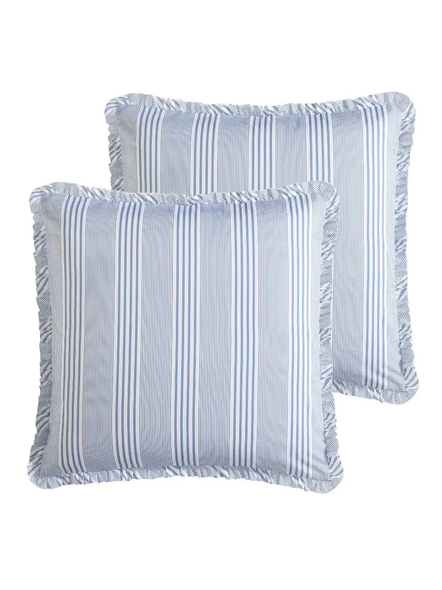 Комплект постельного белья Branch Toile из хлопка, двусторонний, 7 предметов, размер King Laura — изображение 8 из 10, синий