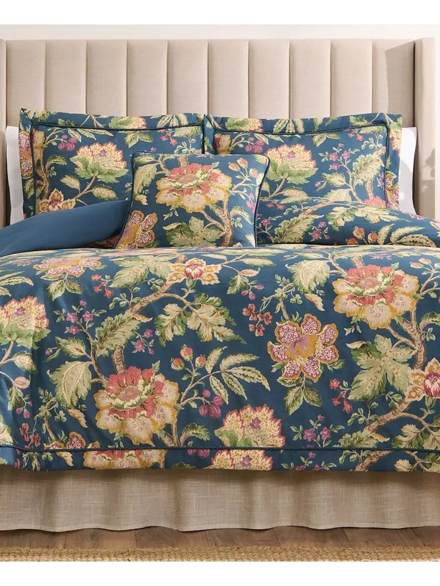 Комплект постельного белья Secret Garden Floral из 4 предметов — изображение 2 из 5, бирюзовый