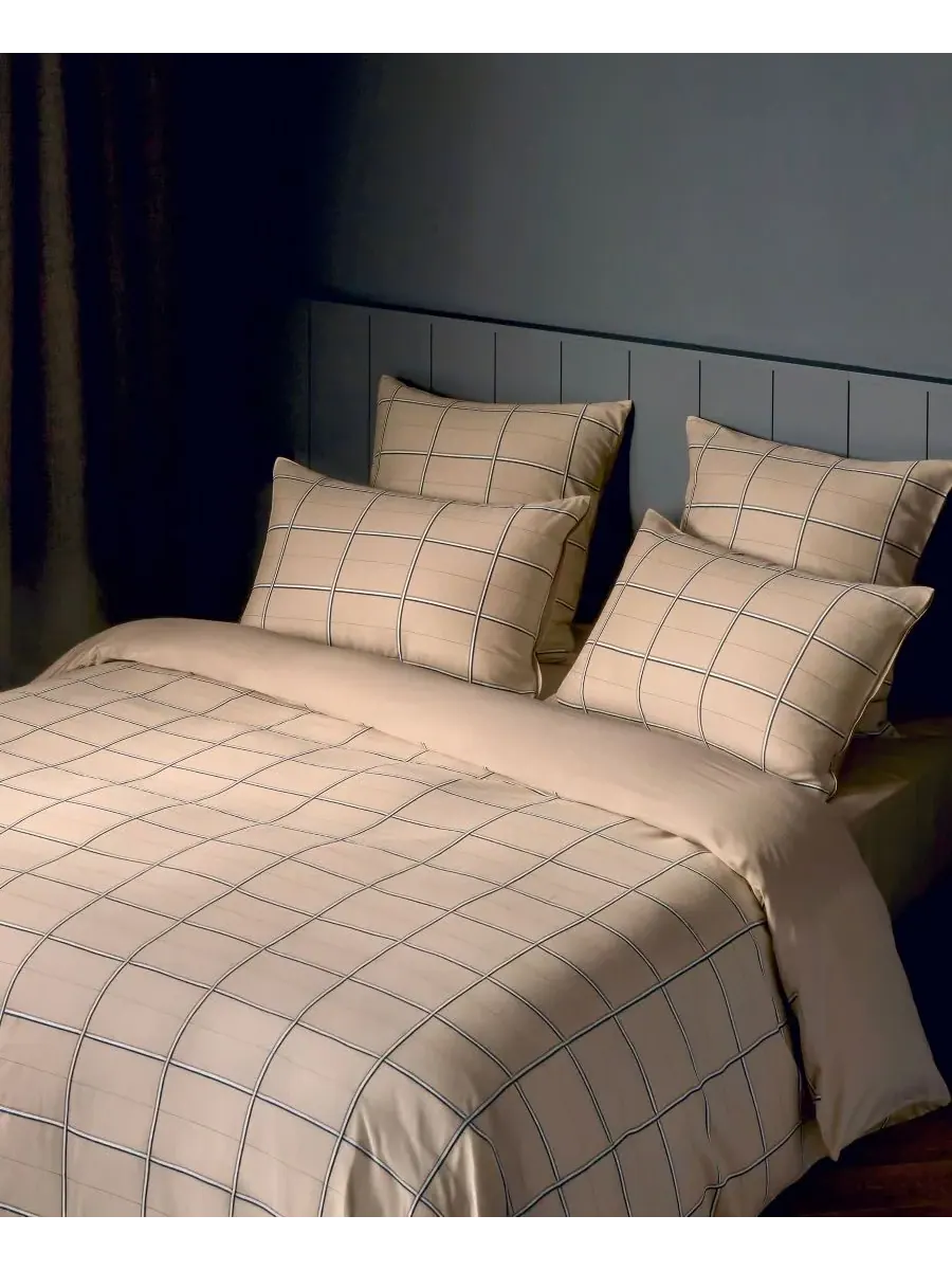 Комплект постельного белья Boss Home by Hugo Boss в клетку, бежевый, размер Full/Queen