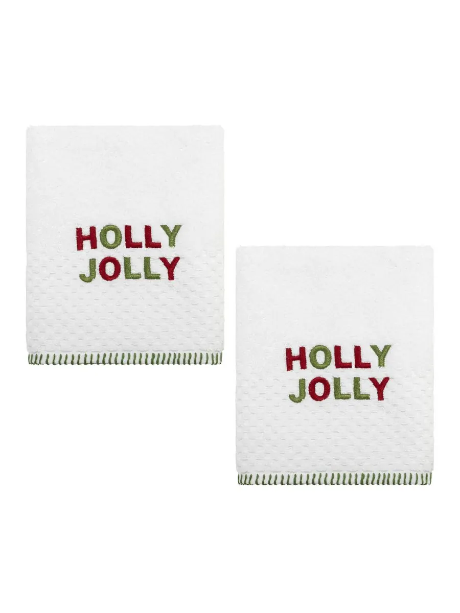 Набор из двух хлопковых полотенец для рук Holly Jolly, 28 x 16 дюймов Avanti — изображение 1 из 4, белый
