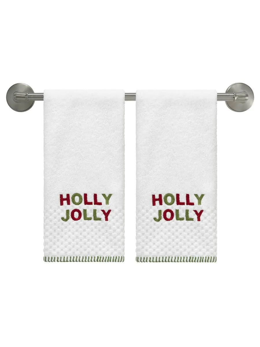 Набор из двух хлопковых полотенец для рук Holly Jolly, 28 x 16 дюймов Avanti — изображение 4 из 4, белый