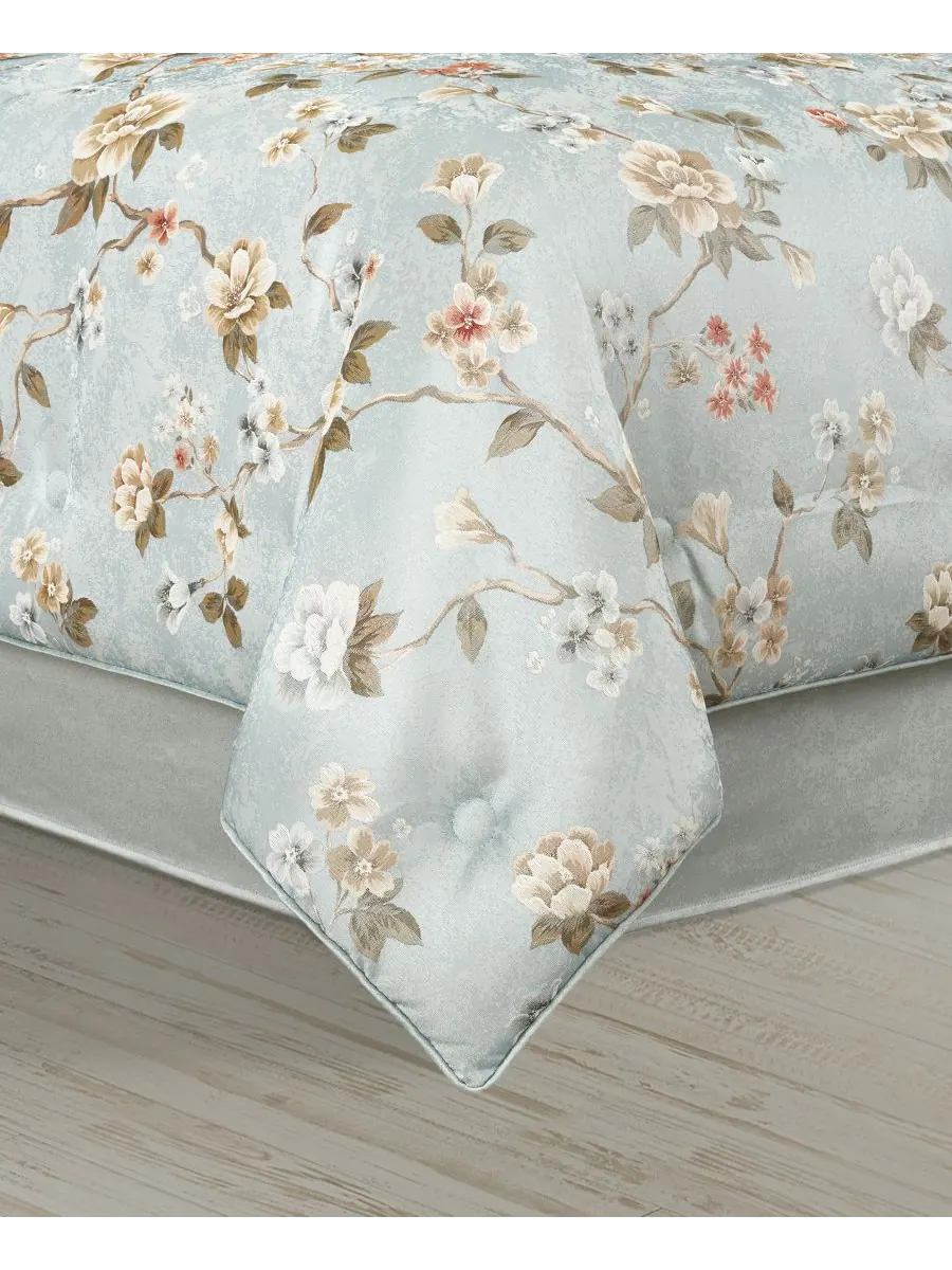 Комплект постельного белья Prestige Floral из 4 предметов, размер King J Queen New York — изображение 2 из 5, голубой