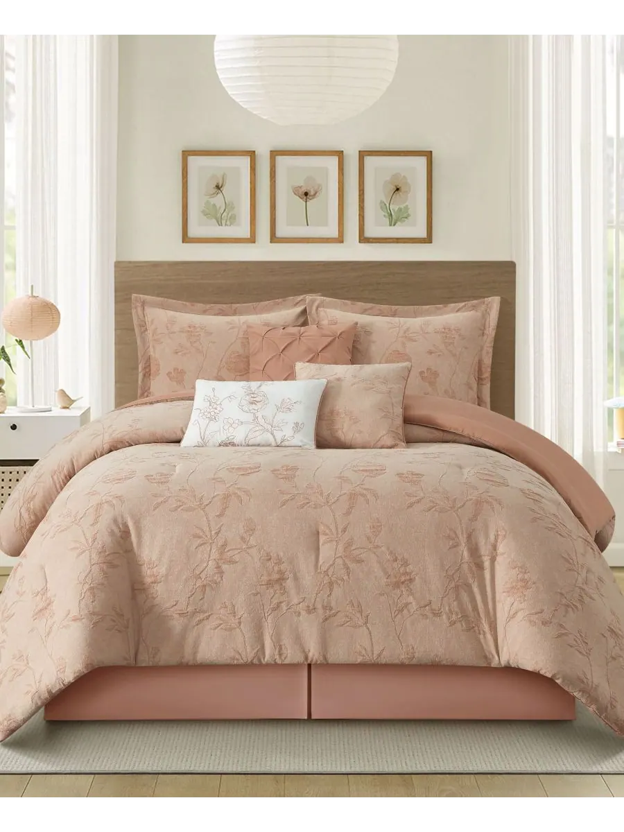 Комплект постельного белья Kursia Floral, 7 предметов, размер Queen Stratford Park — изображение 1 из 5, пудровый розовый