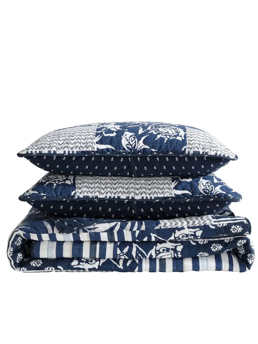 Двусторонний комплект постельного белья Avalon Patchwork из 3 предметов, размер Full/Queen Nautica — изображение 7 из 8