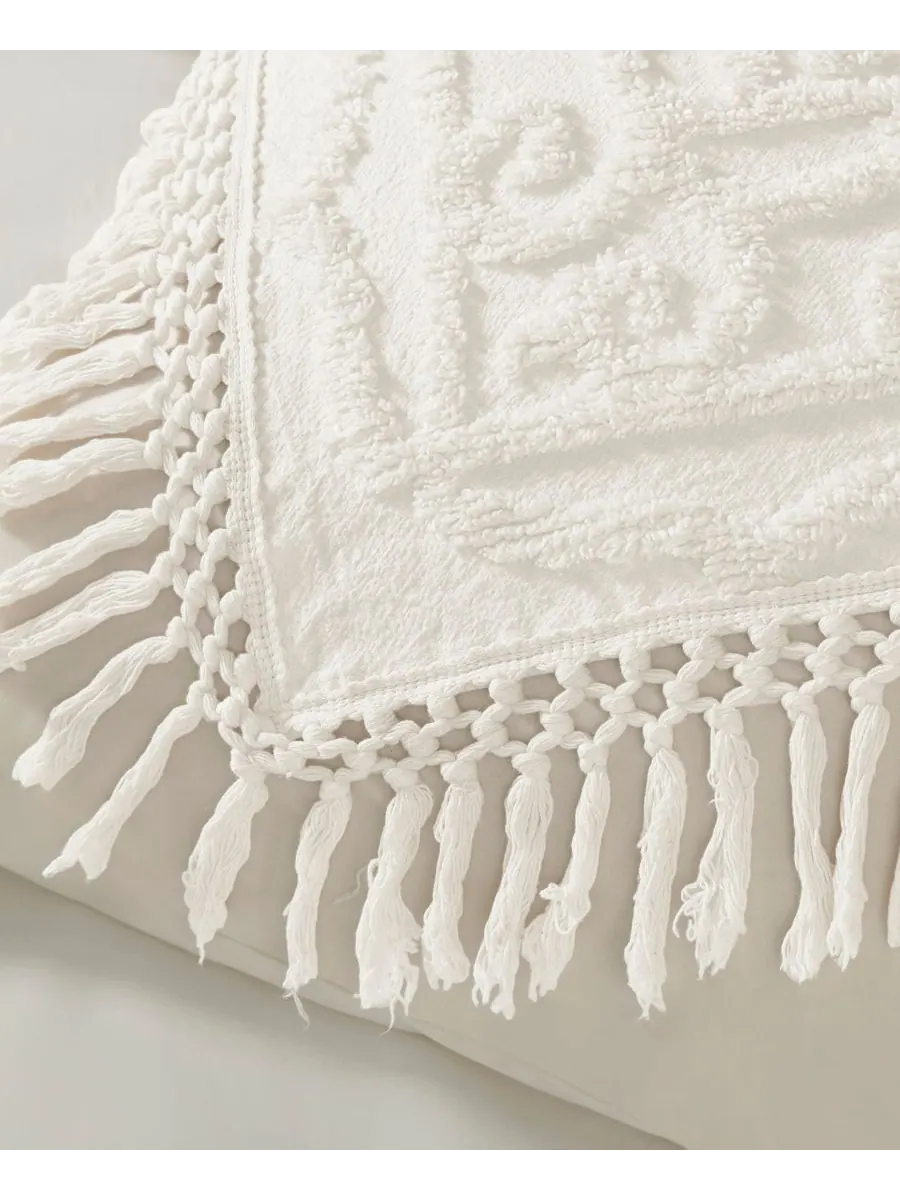 Комплект постельного белья laetitia medallion fringe из 3 предметов, размер king/california king — изображение 4 из 7, белый