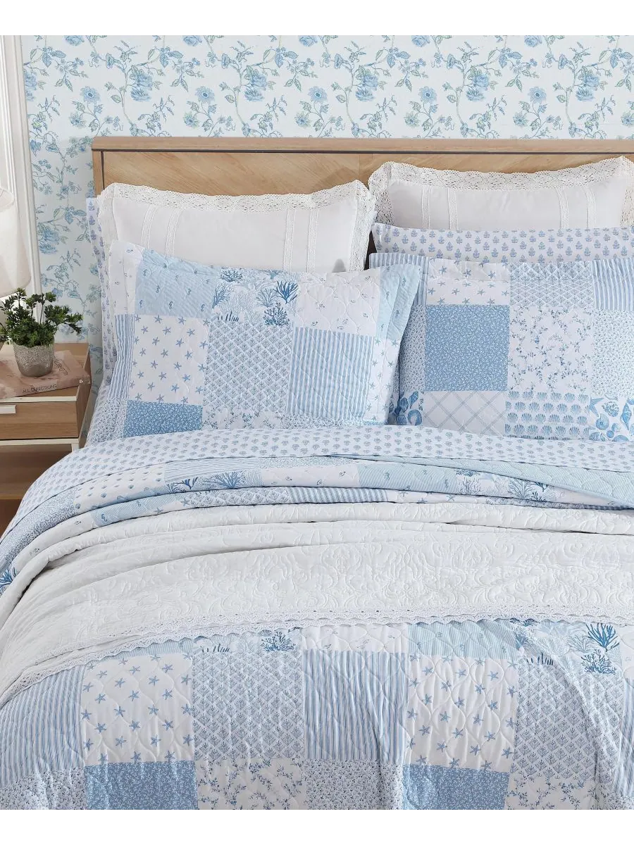 Двусторонний комплект постельного белья Colleens из 2 предметов, размер Twin Laura Ashley — изображение 3 из 8, синий