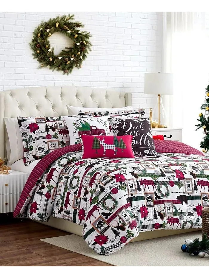 Двусторонний рождественский комплект из 6 предметов Merry Town Southshore Fine Linens — изображение 1 из 9, мульти