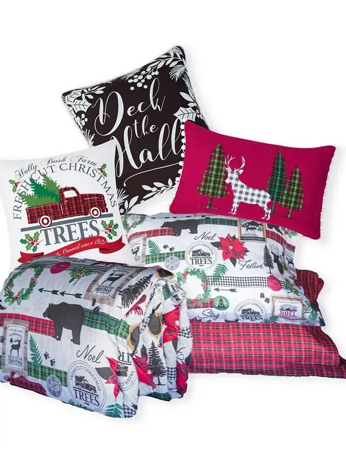 Двусторонний рождественский комплект из 6 предметов Merry Town Southshore Fine Linens — изображение 2 из 9, мульти