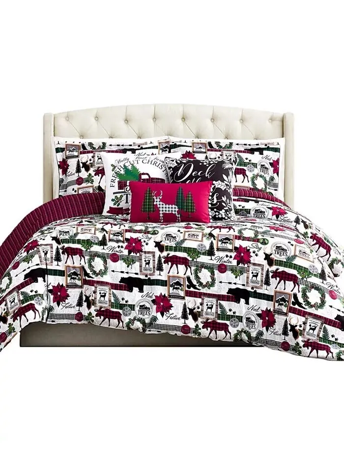 Двусторонний рождественский комплект из 6 предметов Merry Town Southshore Fine Linens — изображение 4 из 9, мульти