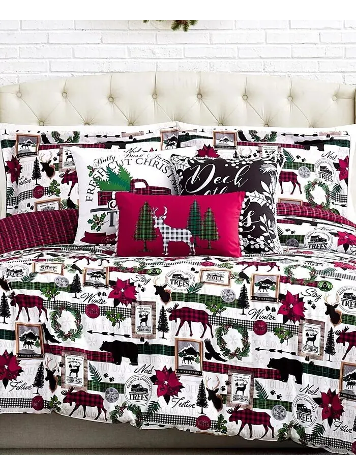 Двусторонний рождественский комплект из 6 предметов Merry Town Southshore Fine Linens — изображение 7 из 9, мульти