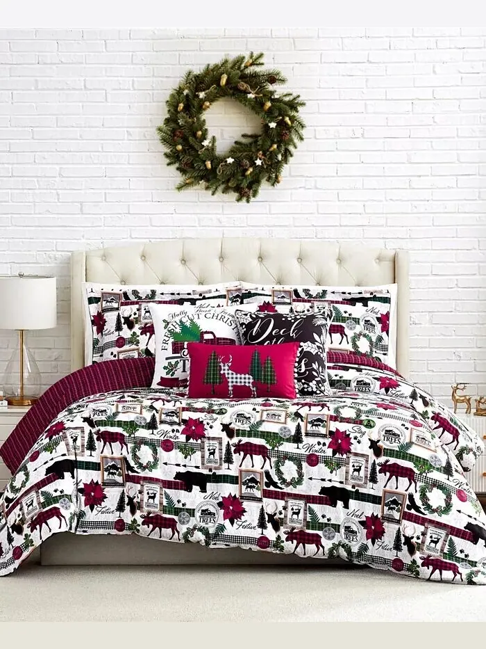 Двусторонний рождественский комплект из 6 предметов Merry Town Southshore Fine Linens — изображение 9 из 9, мульти