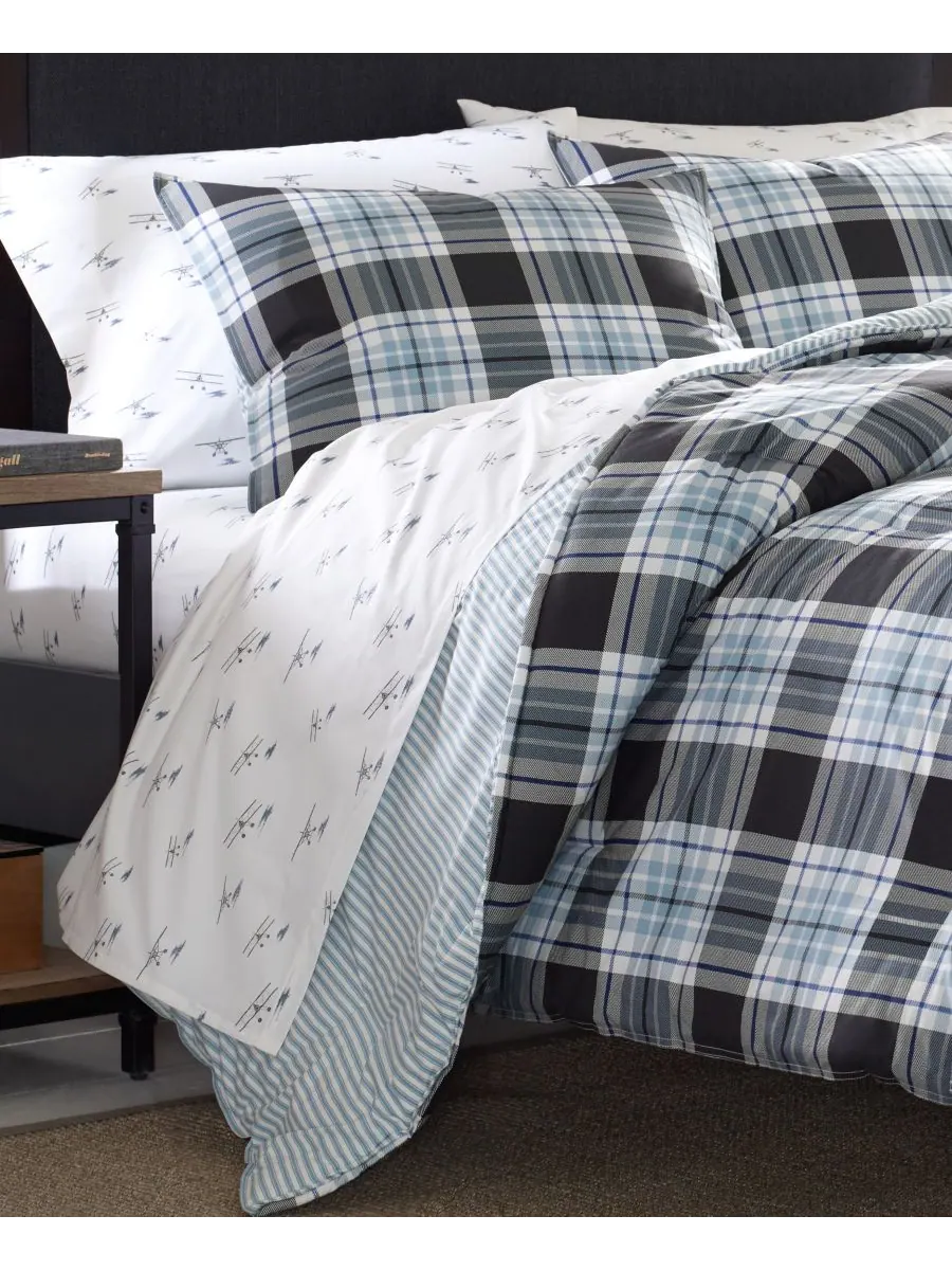 Комплект постельного белья Lewis Atlantic Plaid, размер King Eddie Bauer — изображение 2 из 3, темно-синий