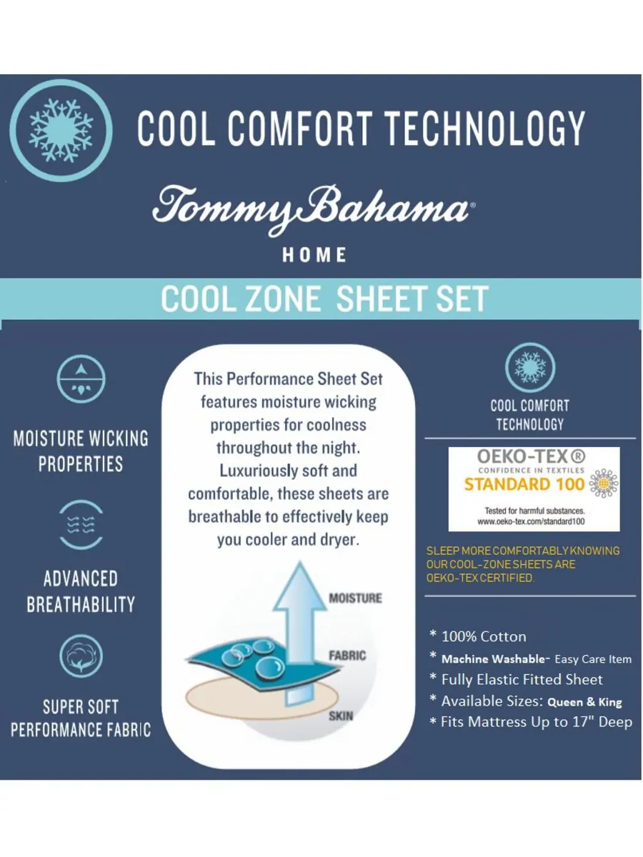 Комплект постельного белья Cool Zone Solid из 4 предметов, размер Queen Tommy Bahama Home — изображение 4 из 4, белый