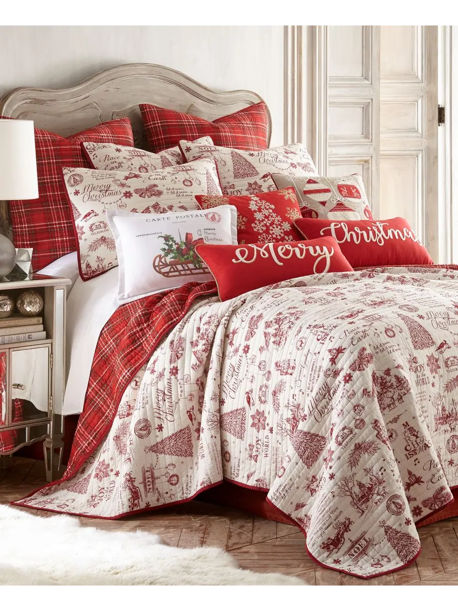 Комплект постельного белья Yuletide Toile из 3 предметов, размер Full/Queen Levtex — изображение 1 из 2, красный