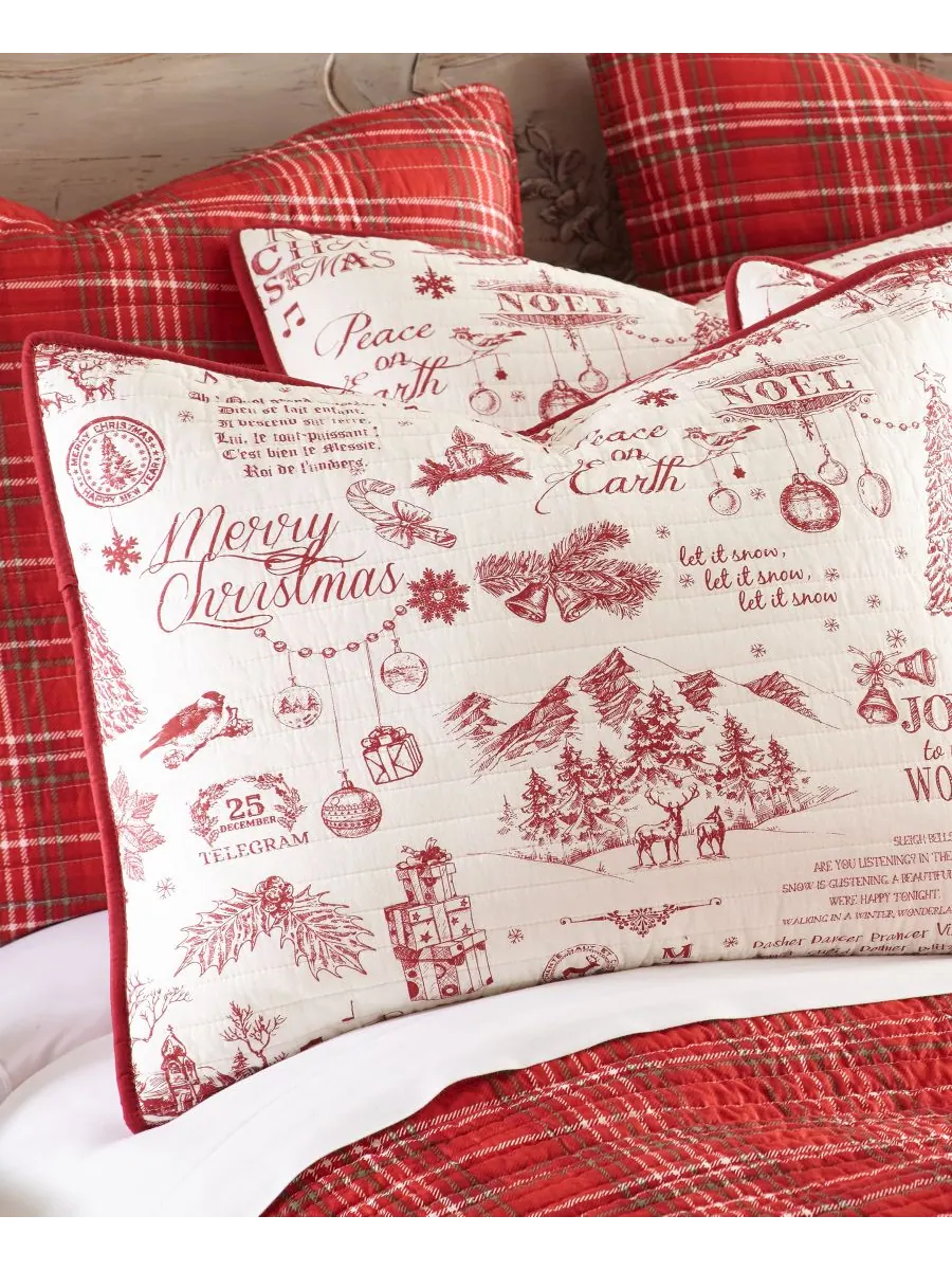 Комплект постельного белья Yuletide Toile из 3 предметов, размер Full/Queen Levtex — изображение 2 из 2, красный