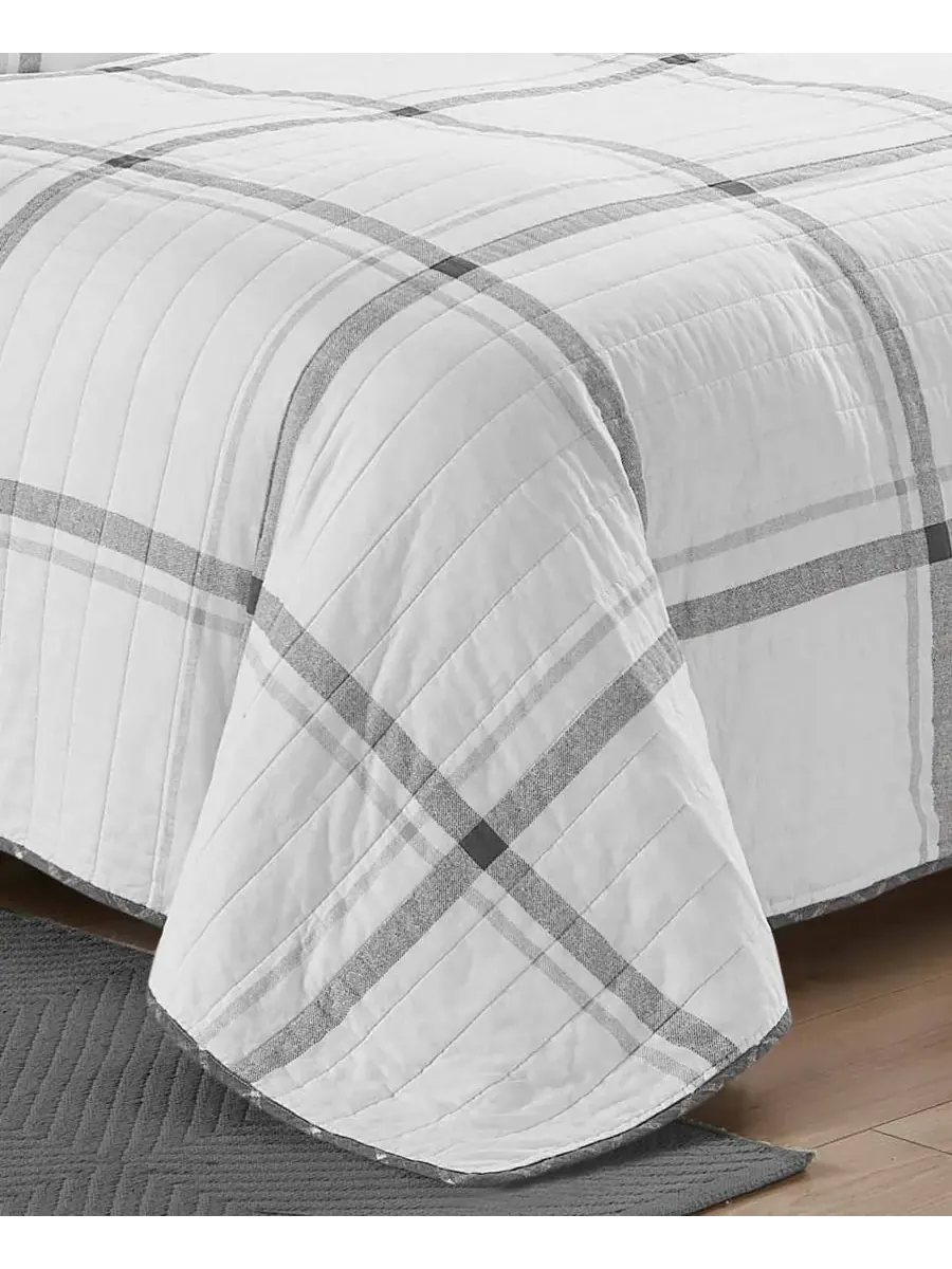 Комплект из трех двусторонних хлопковых стеганых одеял Fleetville, размер King Nautica — изображение 5 из 10, серый