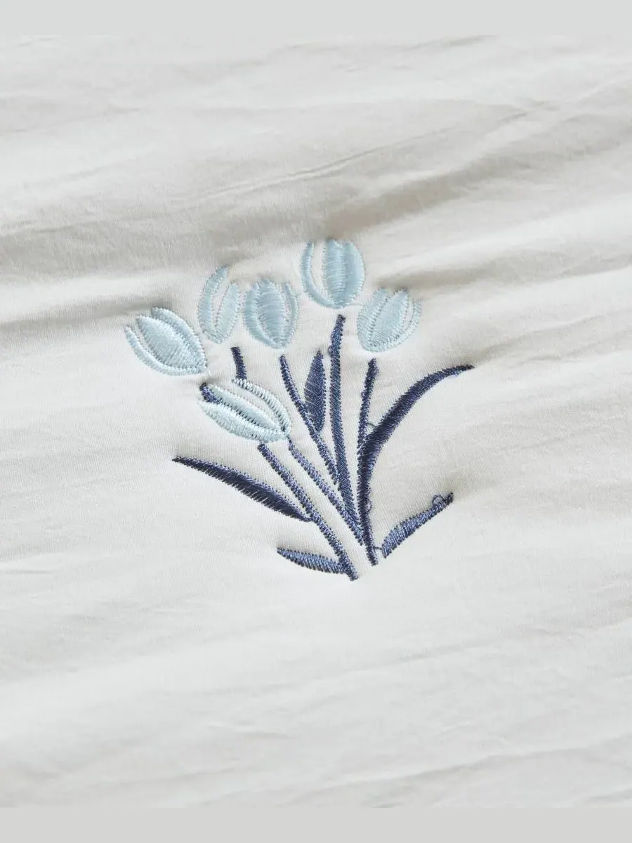 Комплект постельного белья Aglaia Floral с наполнителем из 3 предметов, размер Full/Queen — изображение 10 из 10, синий
