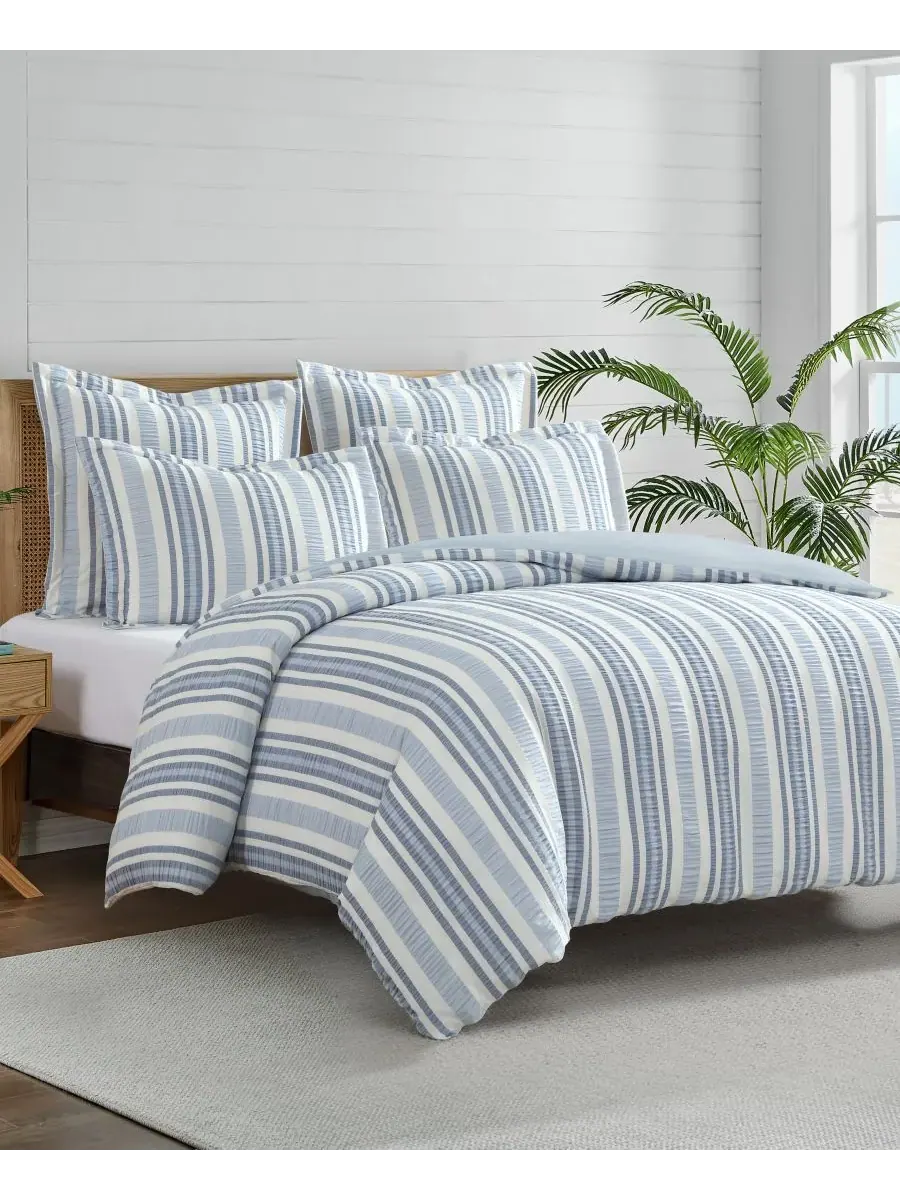 Комплект постельного белья Home Seaside Stripes Textured из 3 предметов, размер King Levtex — изображение 1 из 5, синий