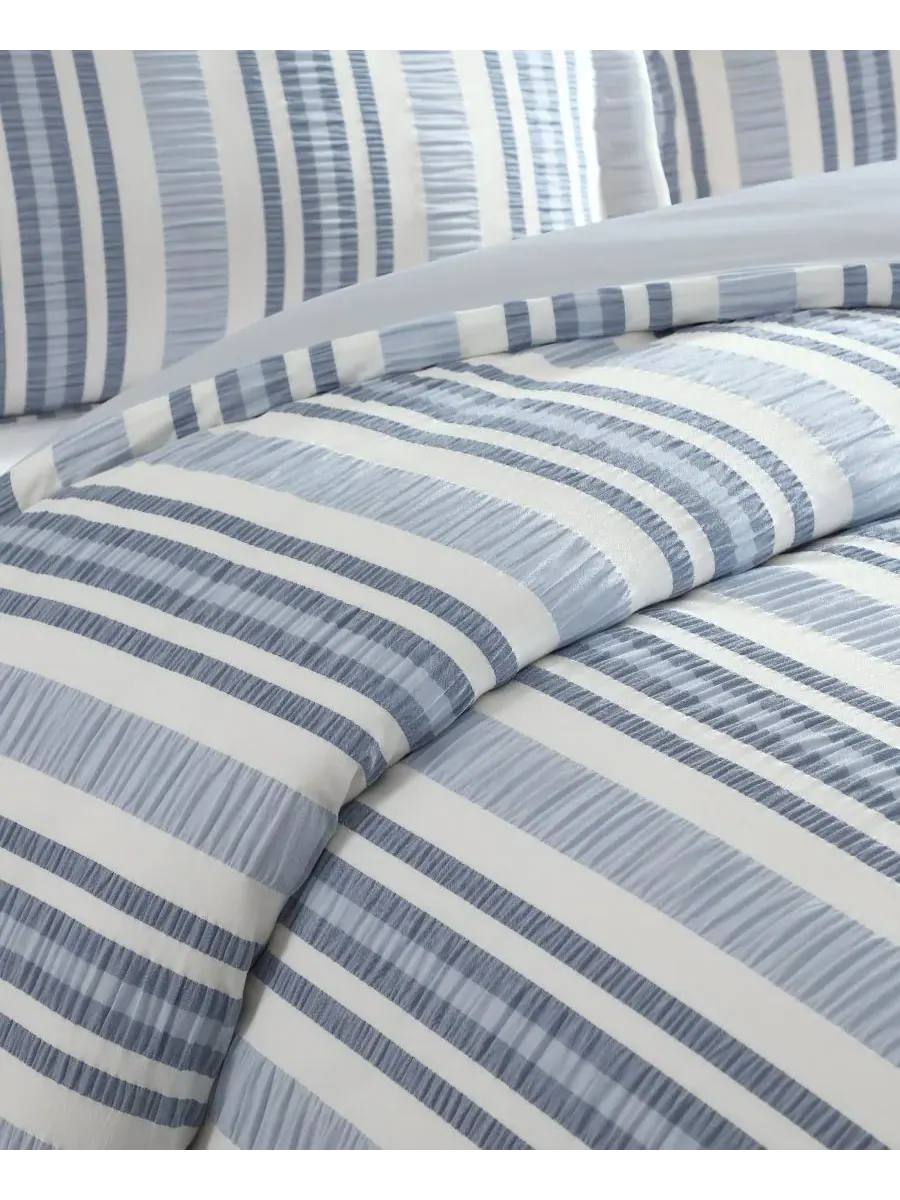 Комплект постельного белья Home Seaside Stripes Textured из 3 предметов, размер King Levtex — изображение 5 из 5, синий