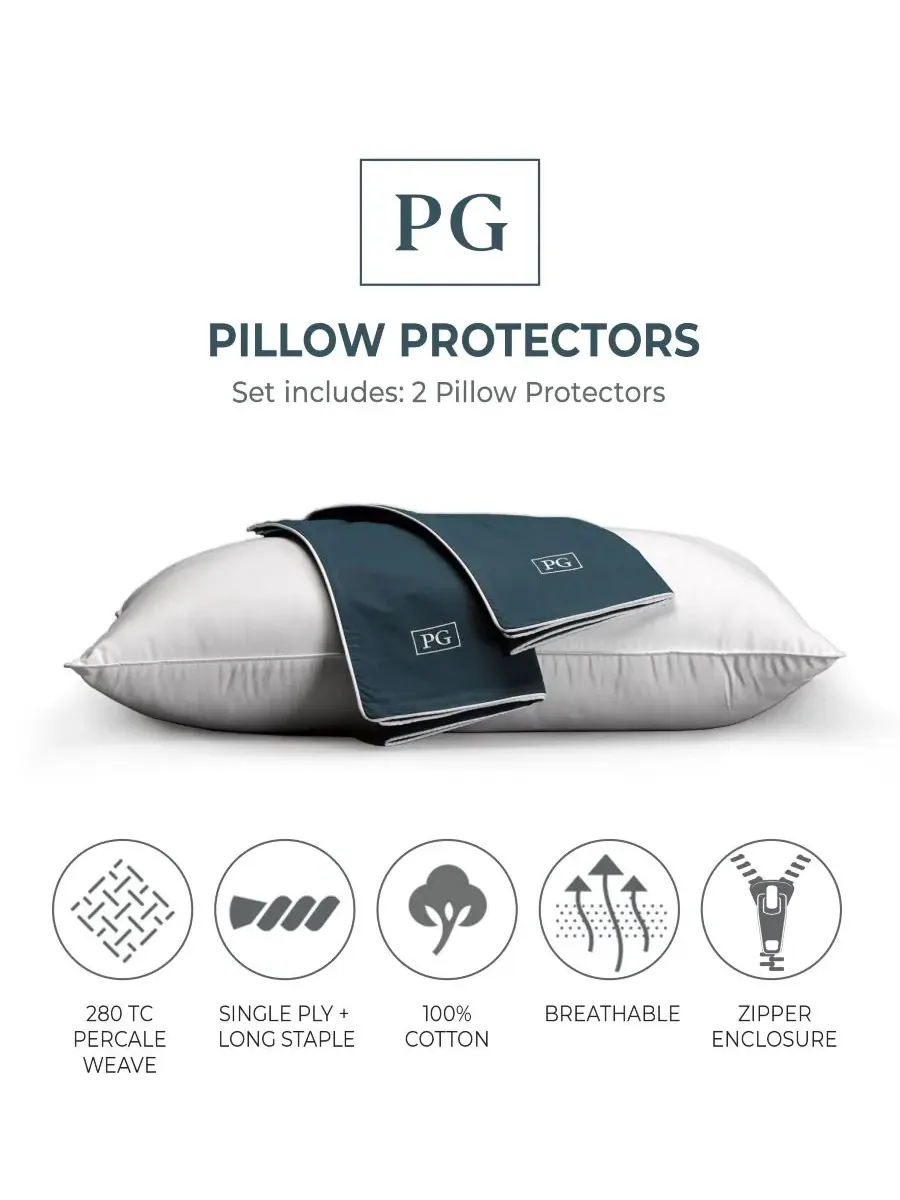 Комплект из двух наволочек из 100% хлопкового сатина, размер Standard/Queen Pillow Guy — изображение 2 из 6, темно-синий