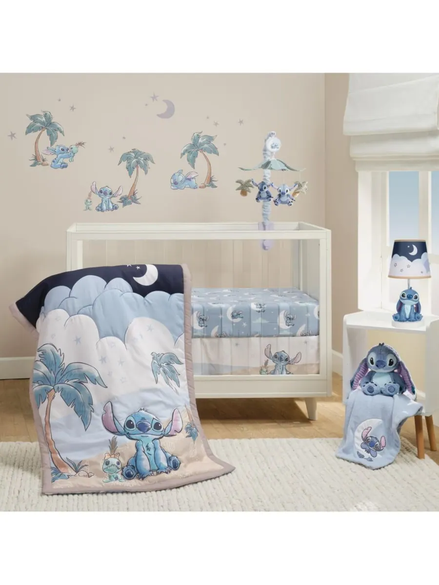 Bedtime Originals Комплект постельного белья для детской кроватки Baby Disney Stitch из 3 предметов — синий