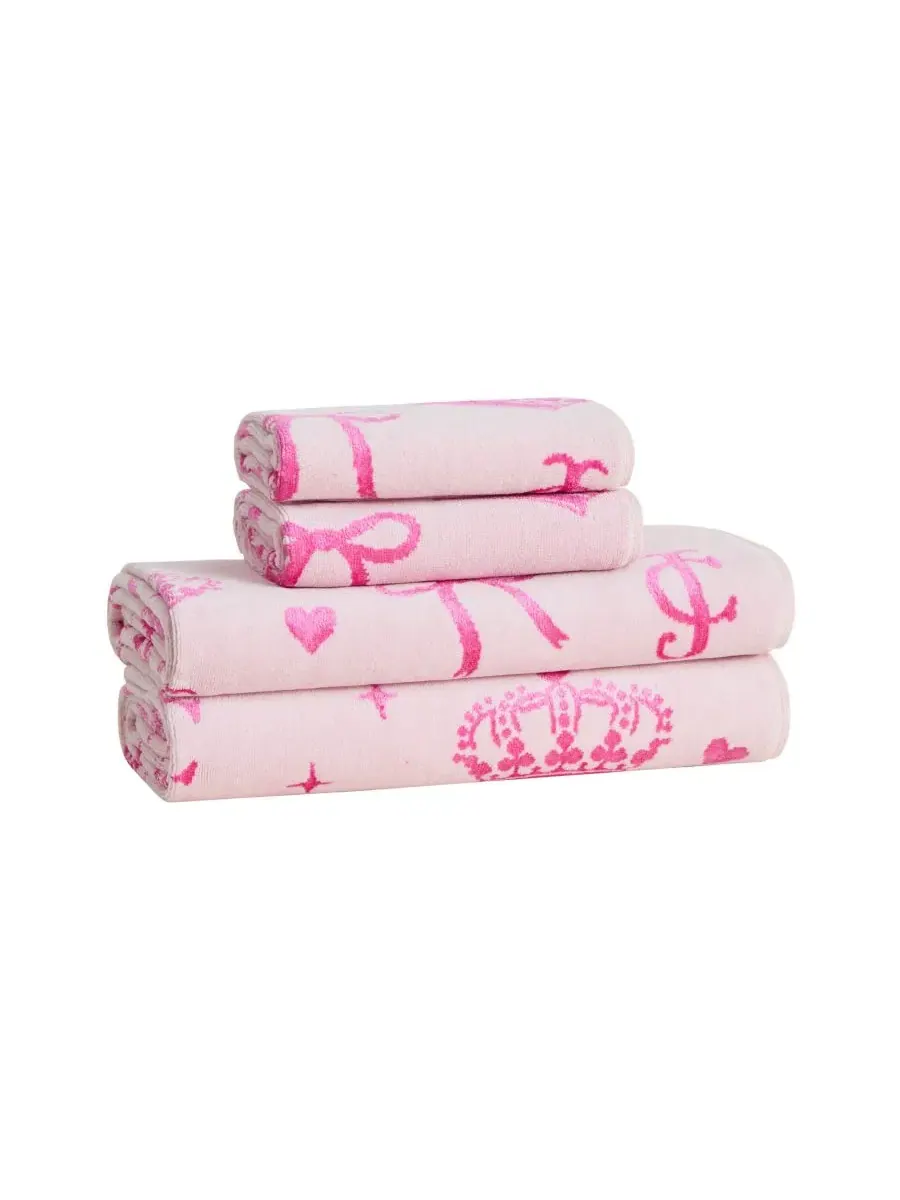 Набор полотенец банных с жаккардовым принтом Crown & Bow Bling Pink Juicy Couture — изображение 1 из 8, розовый