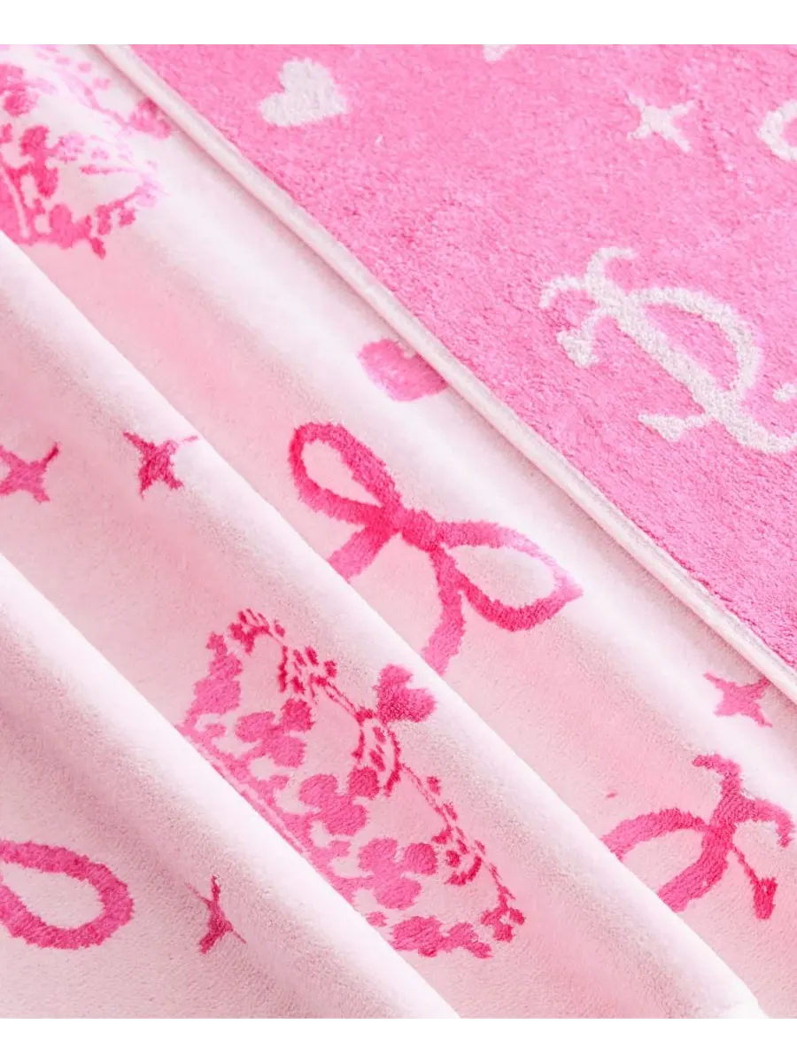 Набор полотенец банных с жаккардовым принтом Crown & Bow Bling Pink Juicy Couture — изображение 6 из 8, розовый