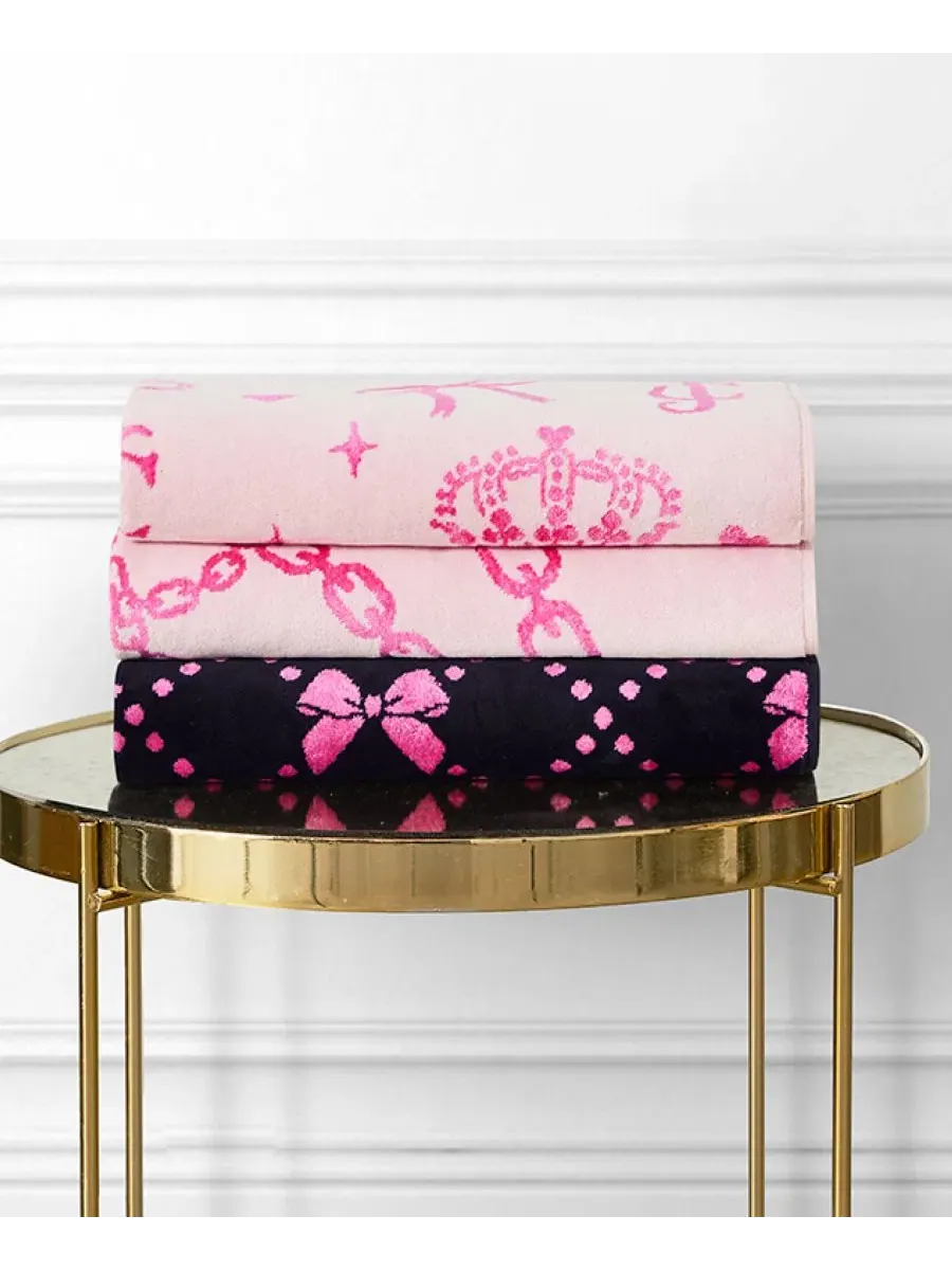 Набор полотенец банных с жаккардовым принтом Crown & Bow Bling Pink Juicy Couture — изображение 7 из 8, розовый