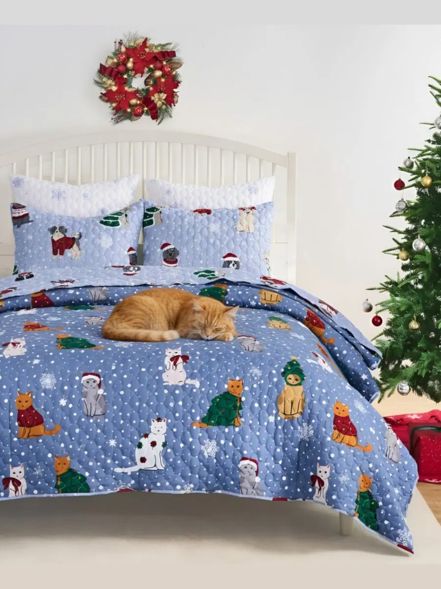 Комплект постельного белья Winter Whiskers Holiday, 2 предмета, размер Twin Greenland Home Fashions — изображение 1 из 7