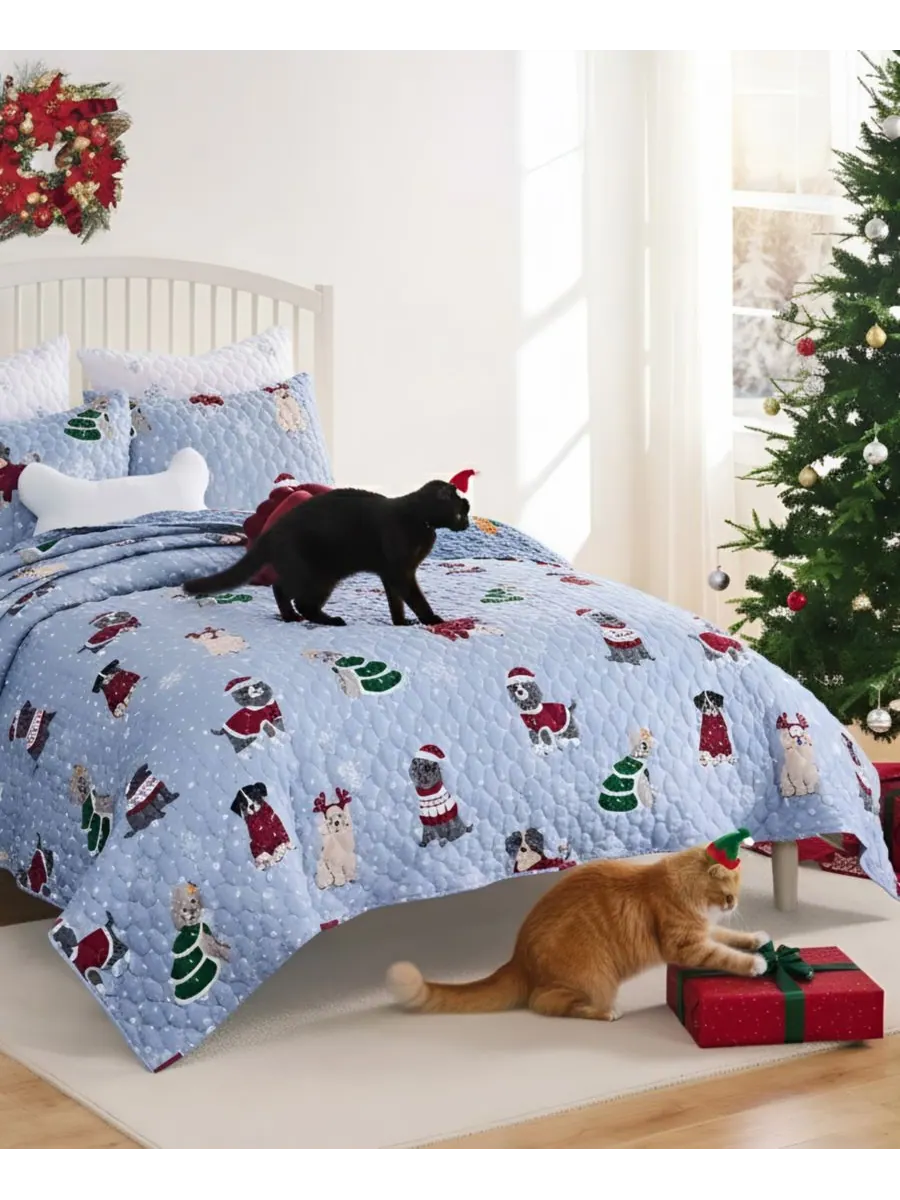 Комплект постельного белья Winter Whiskers Holiday, 2 предмета, размер Twin Greenland Home Fashions — изображение 2 из 7