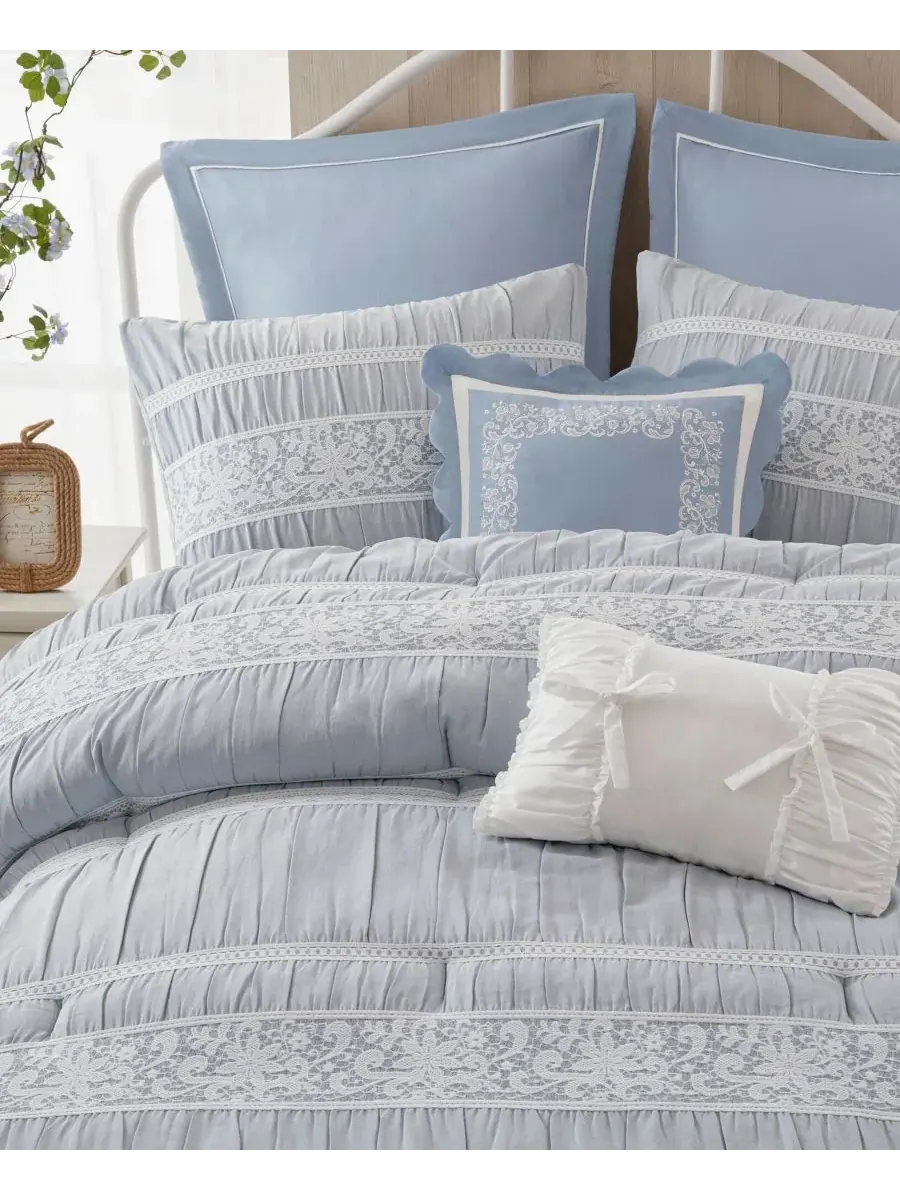 Комплект постельного белья Perryn Jacquard из 7 предметов, размер King Madison Park — изображение 3 из 10, синий
