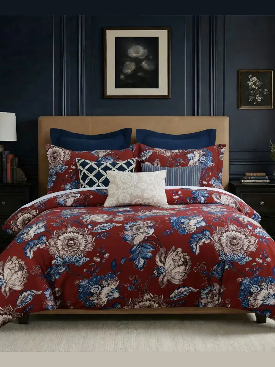 Комплект постельного белья Royce Reversible 3-Piece Duvet Cover Set, Full/Queen Levtex Home — изображение 1 из 5, красный