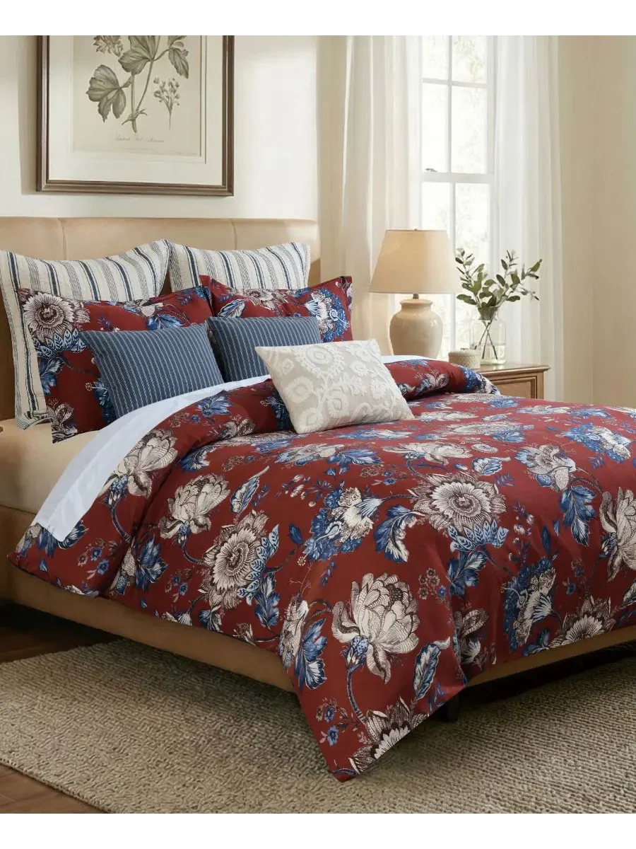 Комплект постельного белья Royce Reversible 3-Piece Duvet Cover Set, Full/Queen Levtex Home — изображение 2 из 5, красный