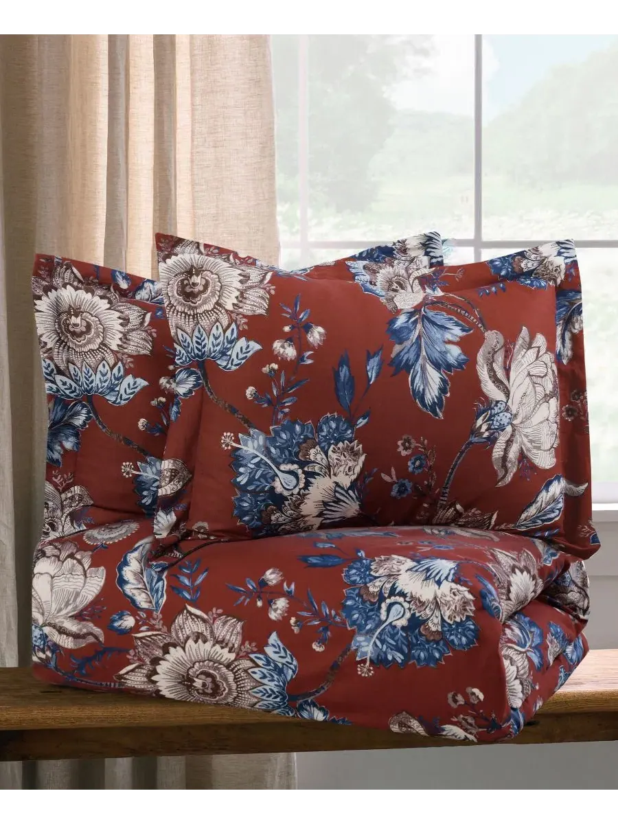 Комплект постельного белья Royce Reversible 3-Piece Duvet Cover Set, Full/Queen Levtex Home — изображение 4 из 5, красный