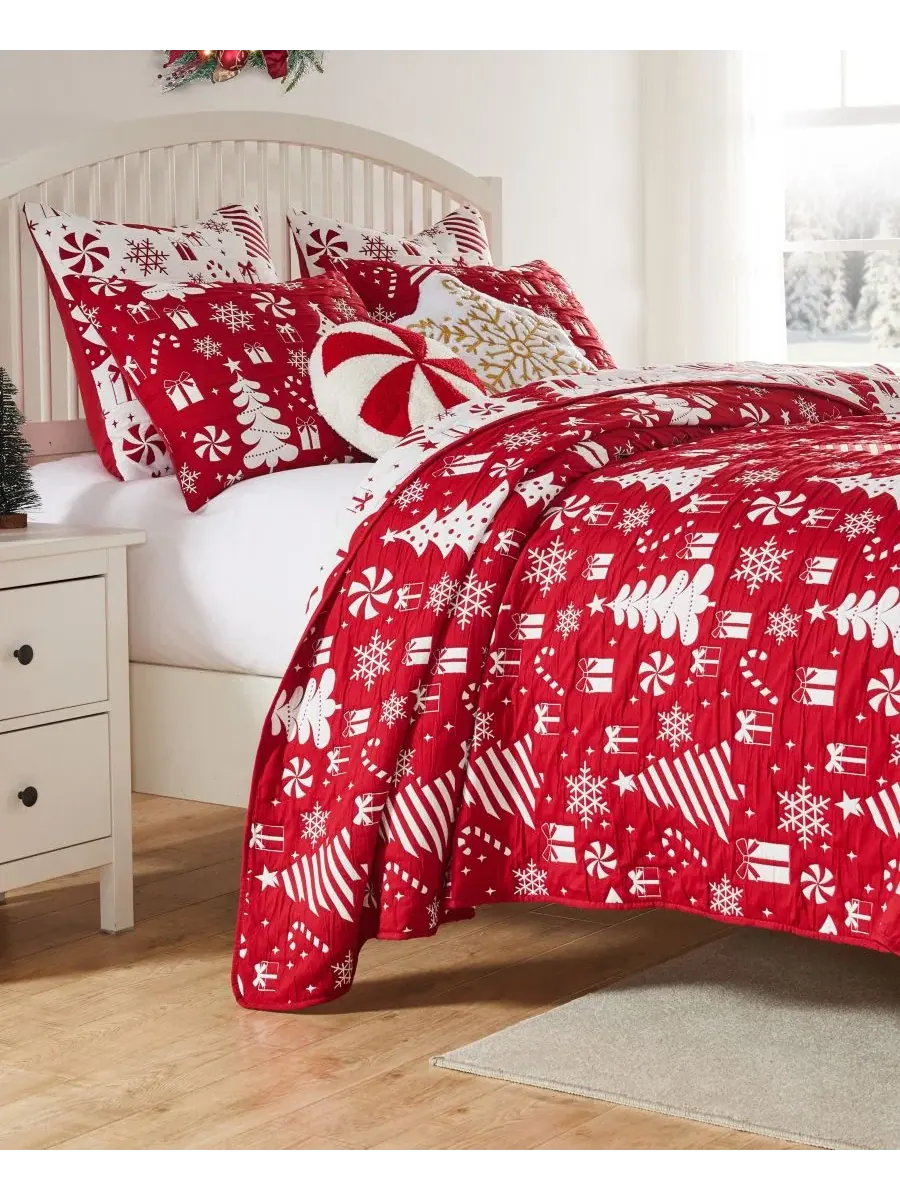Покрывало-комплект Peppermint Party Holiday Greenland Home Fashions
