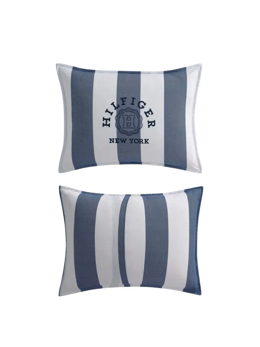 Комплект стеганого одеяла Berkeley Stripe Tommy Hilfiger — изображение 6 из 7, белый глубокий синий