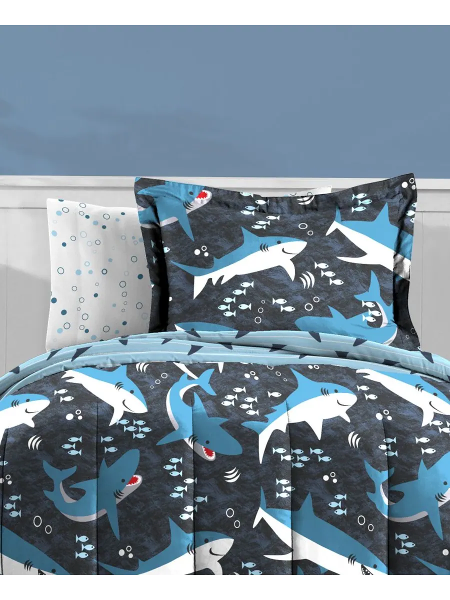 Комплект постельного белья Sharks из 5 предметов, размер Twin Dream Factory — изображение 4 из 10, синий