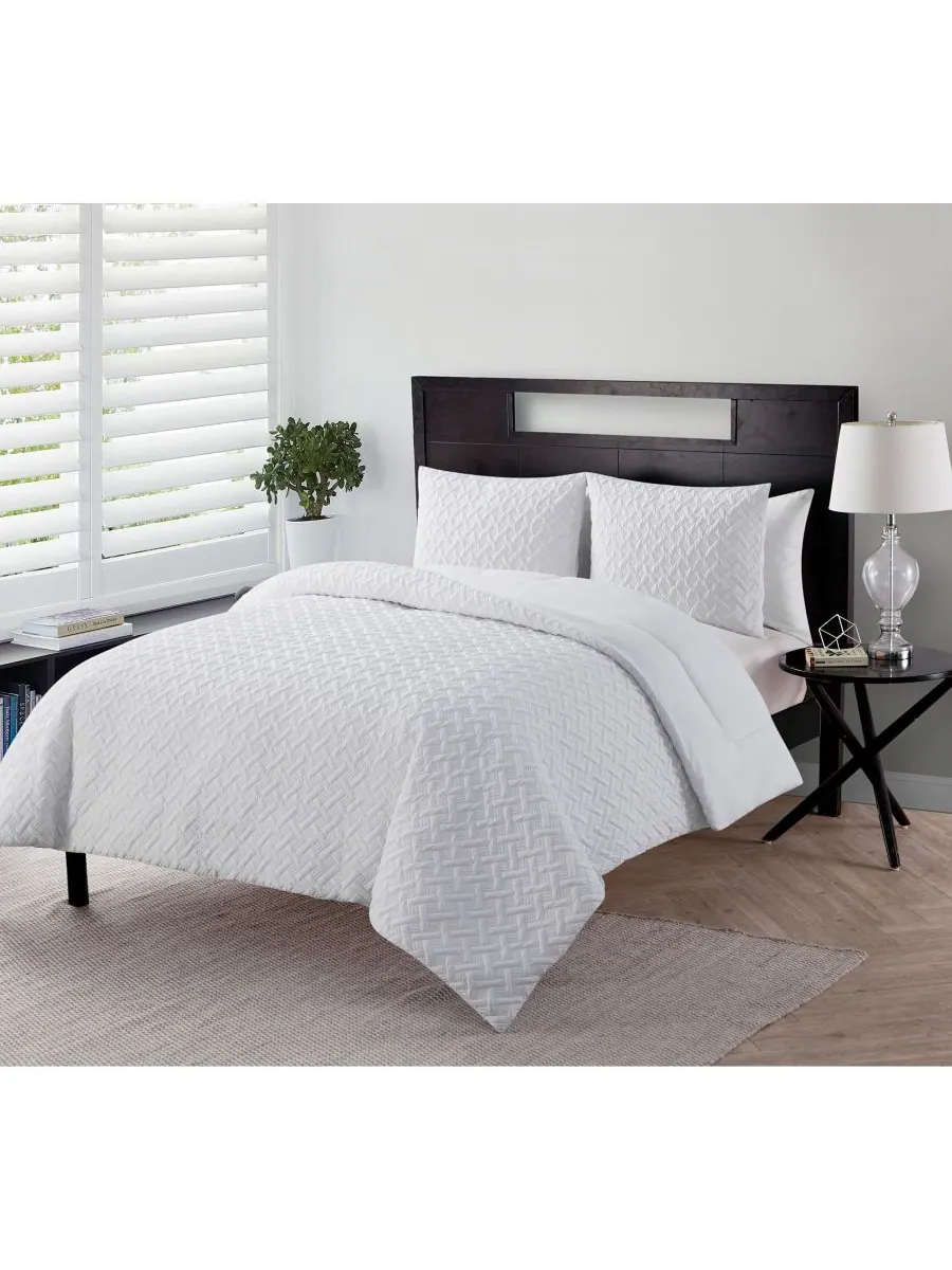 Комплект постельного белья Nina с рельефным рисунком, размер Twin XL VCNY Home — изображение 2 из 5, белый