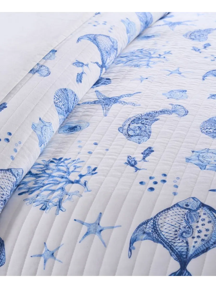 Комплект постельного белья Home Batik Ocean, 3 предмета, двусторонний, размер Full/Queen Levtex — изображение 5 из 5, синий