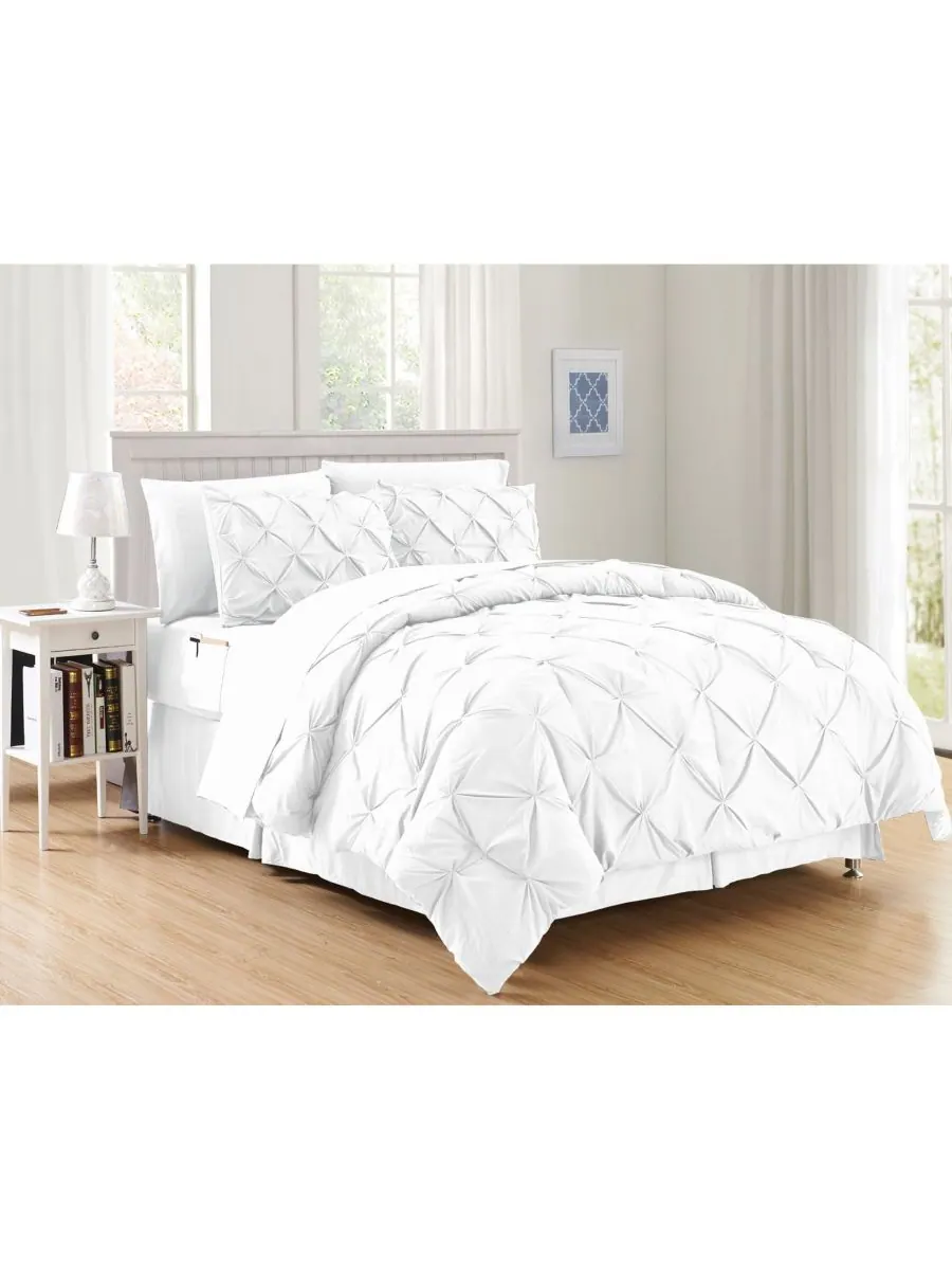 Elegant Comfort Комфортный комплект постельного белья с декоративными складками, 8 предметов — изображение 1 из 6, бирюзовый
