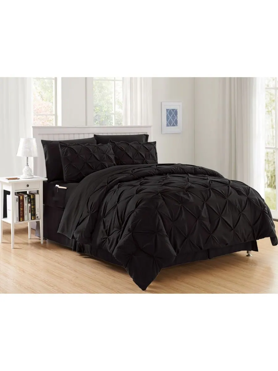 Elegant Comfort Комфортный комплект постельного белья с декоративными складками, 8 предметов — изображение 6 из 6, бирюзовый