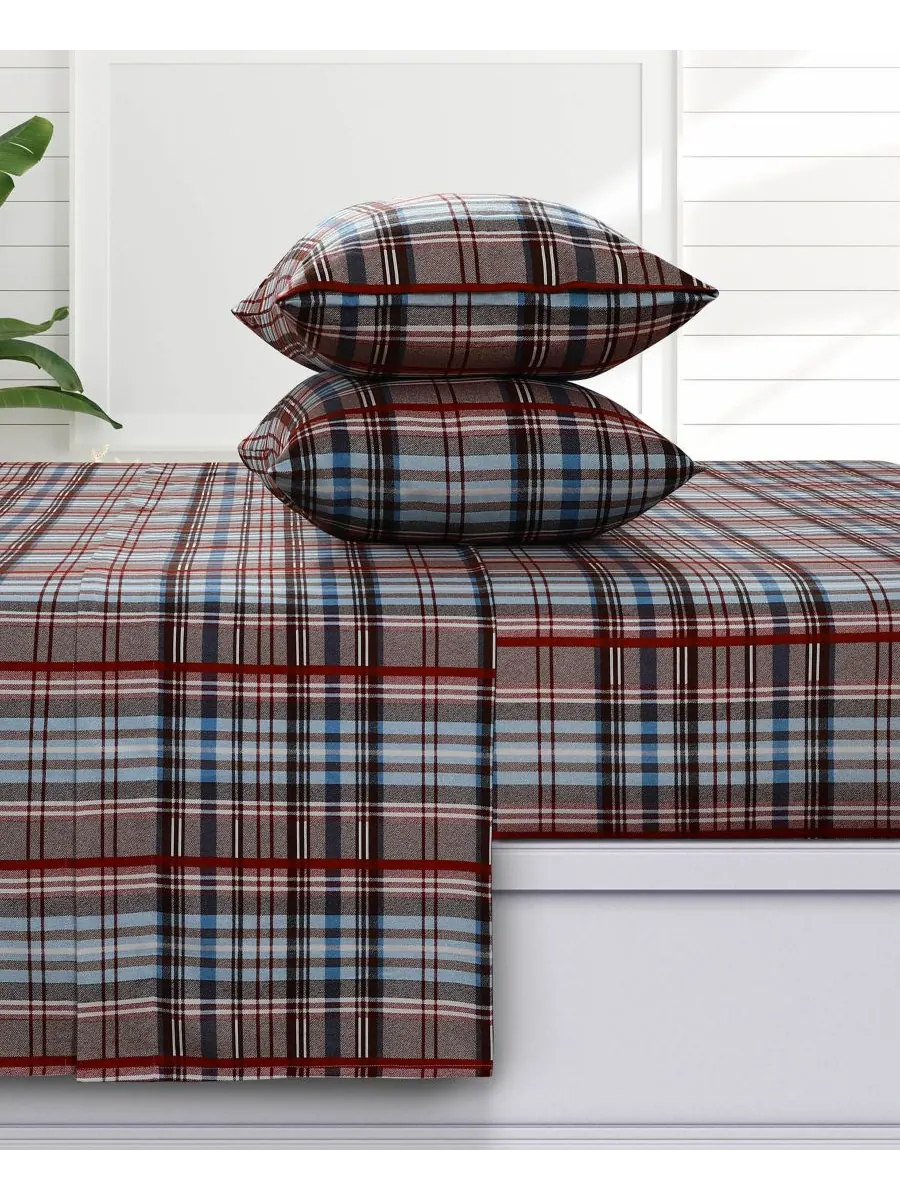 Комплект постельного белья Brentwood Plaid из фланели с очень глубокими карманами, 4 предмета