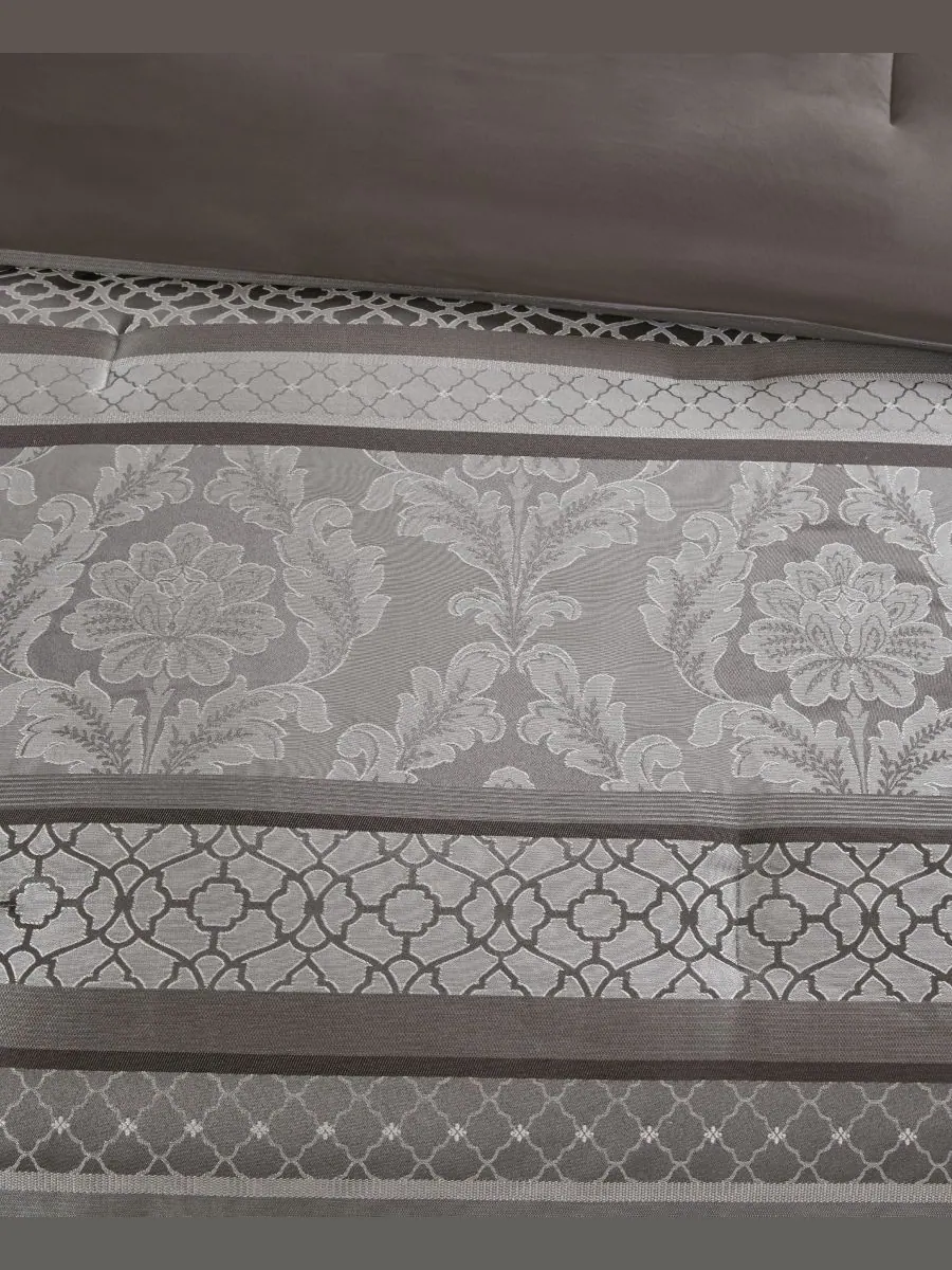 Комплект постельного белья Bellagio Jacquard из 7 предметов, размер Cal King Madison Park — изображение 8 из 8, серый