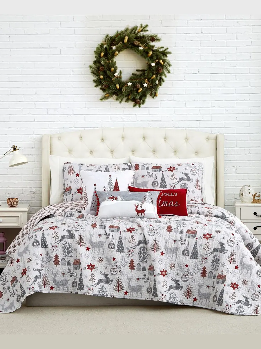 Комплект постельного белья Holly Jolly Lane, двусторонний, 6 предметов, размер Full/Queen — изображение 2 из 4, мульти