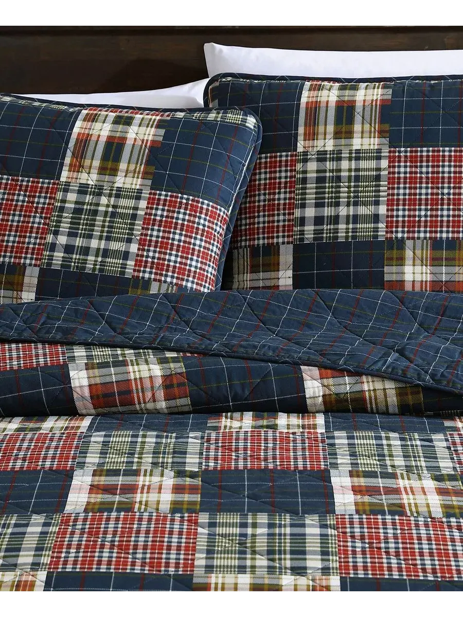 Комплект из двух двусторонних стеганых одеял Madrona Plaid, размер Twin Eddie Bauer — изображение 4 из 7, синий