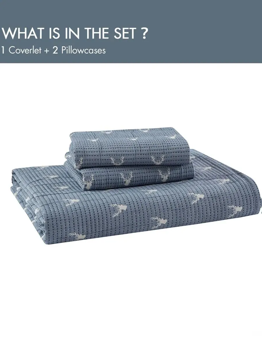 Комплект из 3 предметов Keystone Matelasse, размер King/Cal King Woolrich — изображение 2 из 10, синий