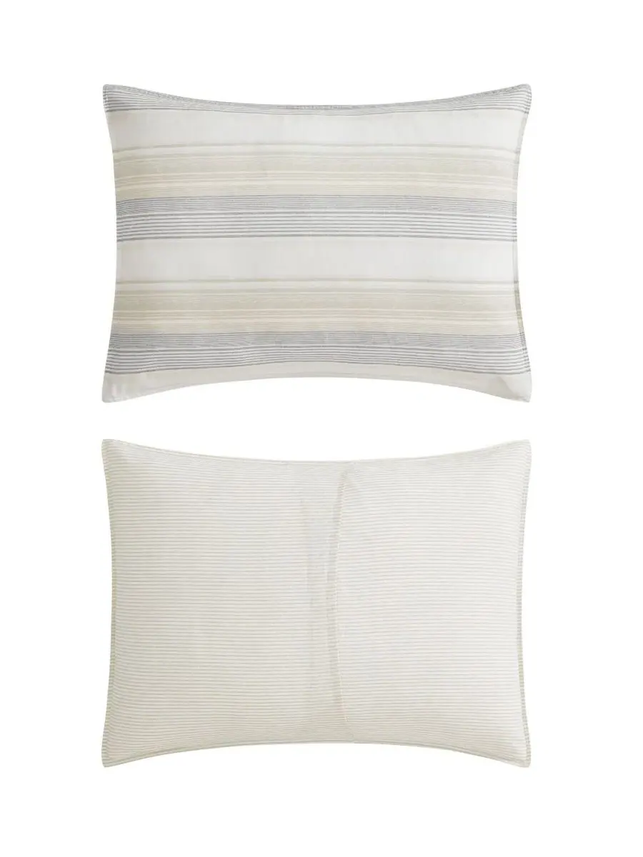 Комплект постельного белья 3 предмета Canal Island Stripe Cotton Tommy Bahama Home, King — изображение 8 из 8, бежевый серый