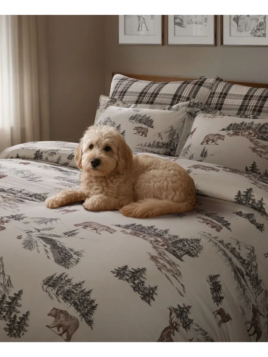 Комплект постельного белья Home Lodge Toile, двусторонний, 2 предмета, размер Twin Levtex — изображение 3 из 5, бежевый